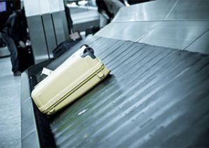 luggage on conveyor belt