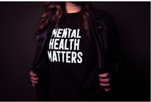 woman wearing mental health matters tshirt
